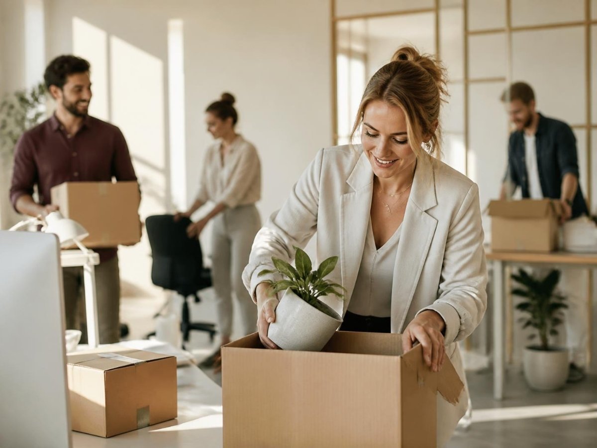 Team moving into a new office